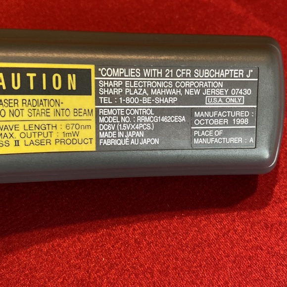 Sharp OEM LCD Projector Remote [ RRMCG1462CESA ]​ - Picture 8 of 9